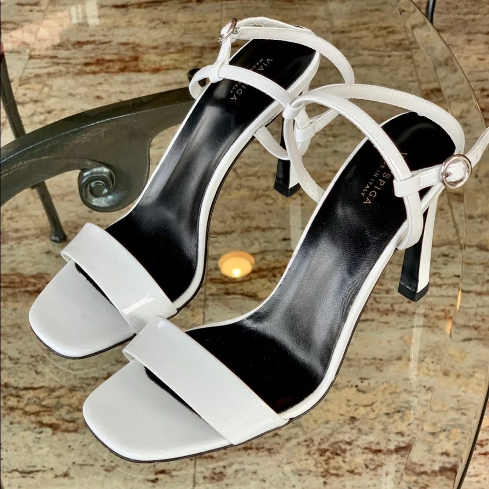 Via Spiga Slingback White Leather High Heel Sandal